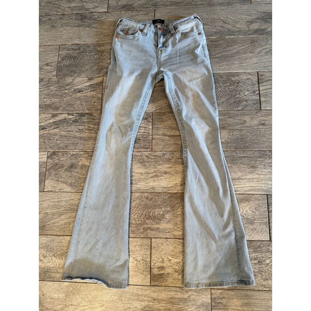 True Religion Joey Mid Rise Flare Jeans Womens 26 Bootcut Y2K Distressed Boot - Picture 3 of 12